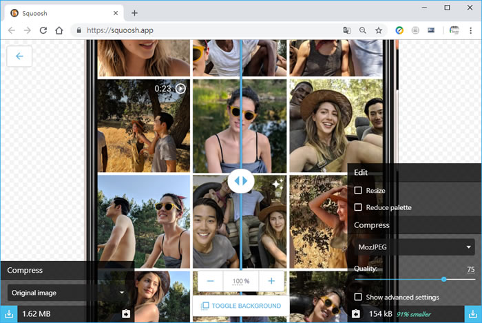 Squoosh 由 Google 推出的「圖片減肥」與「格式轉換」免費線上工具