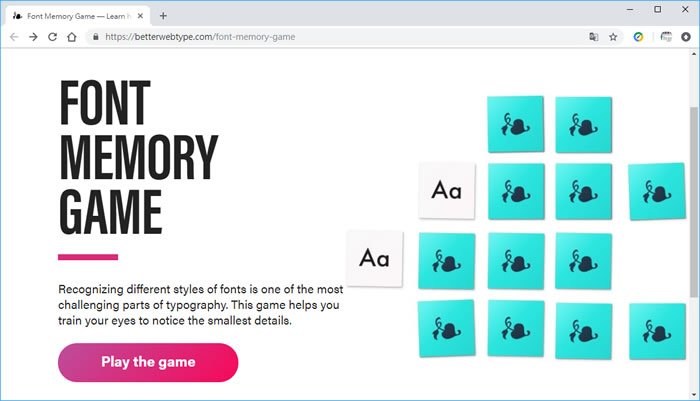 Font Memory Game 英文相似字體記憶遊戲 Font Memory Game 英文相似字體記憶遊戲