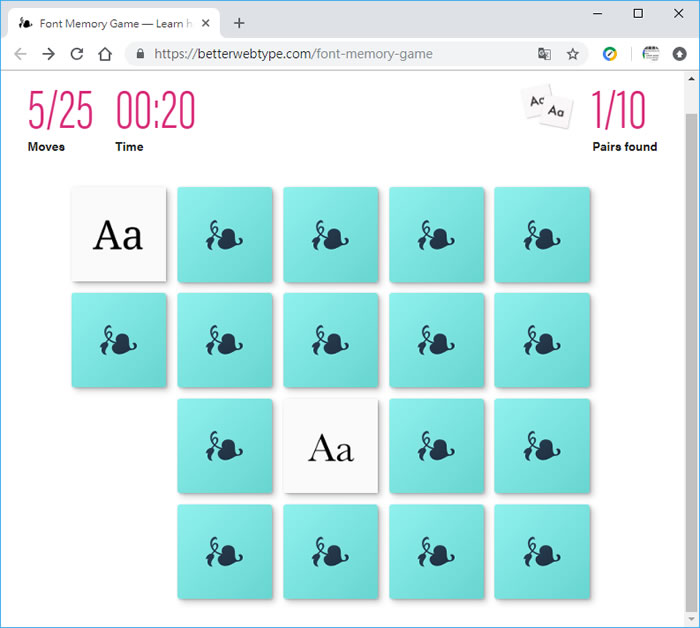 Font Memory Game 英文相似字體記憶遊戲 Font Memory Game 英文相似字體記憶遊戲