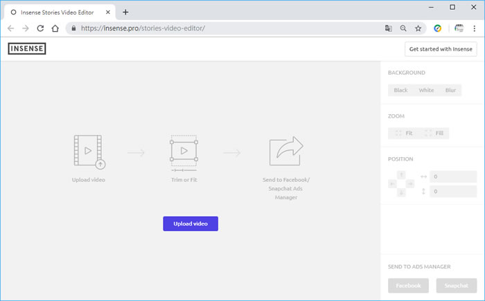 Insense 使用瀏覽器就可以進行影片裁剪 Insense 使用瀏覽器就可以進行影片裁剪