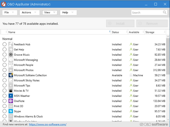 O&O AppBuster 移除預先安裝在 Windows 上的應用程式 O&O AppBuster 移除預先安裝在 Windows 上的應用程式