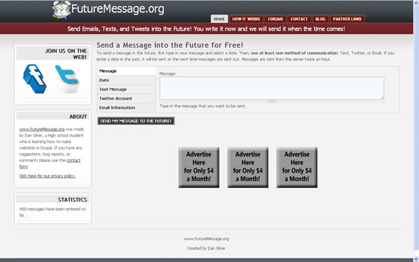 FutureMessage.org  發送訊息到未來(EMail、簡訊、Twitter)！