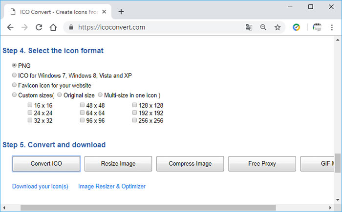 ICOConvert 將圖片轉成多種尺寸、形狀的 ICO、PNG 圖檔