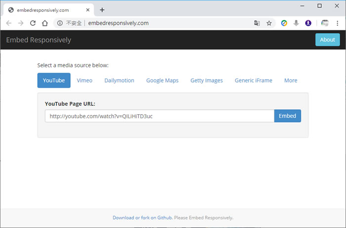 利用 Embed Responsively 網站，產生可自適應螢幕尺寸的 iframe 語法