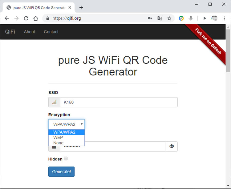 製作自家 WiFi 連線 QRCode，方便訪客快速連上網路