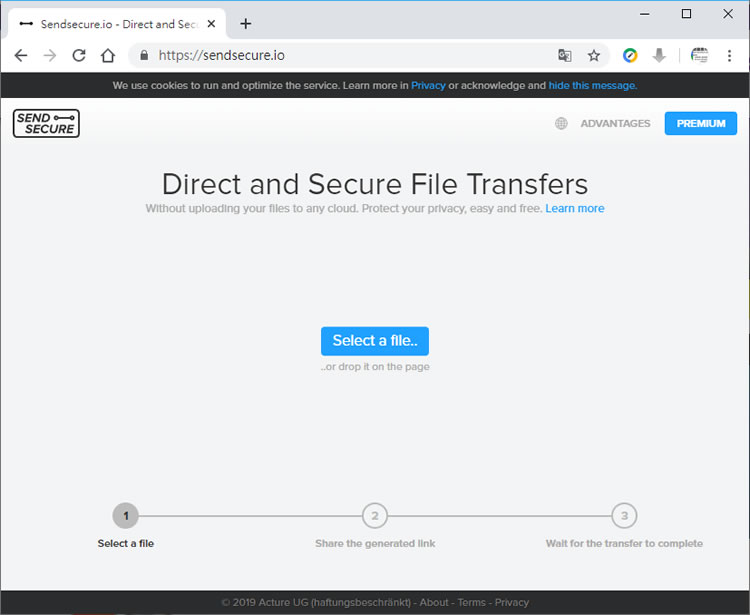 Sendsecure.io 直接點對點對傳，不用經過伺服器中轉的安全檔案傳輸