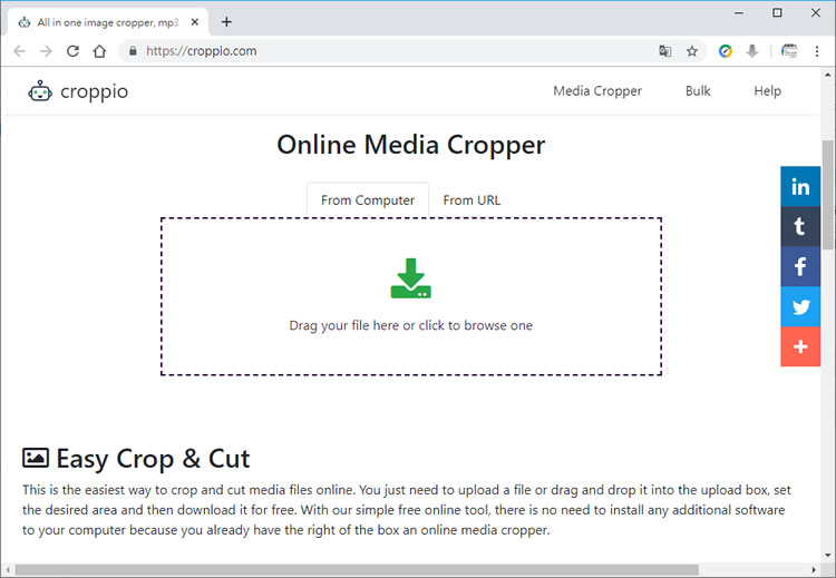 croppio 一站滿足圖片編輯、影片剪裁與音訊切割的免費網路工具