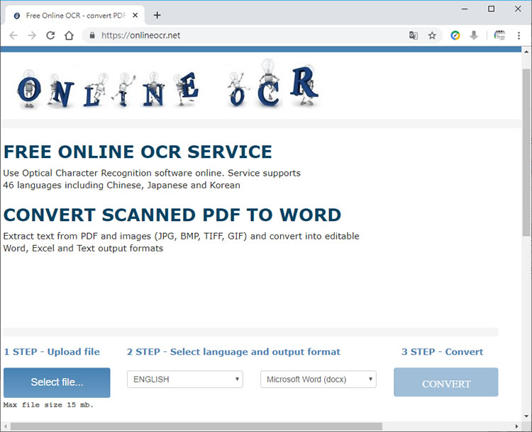 Online OCR 圖片內文字辨識線上免費服務
