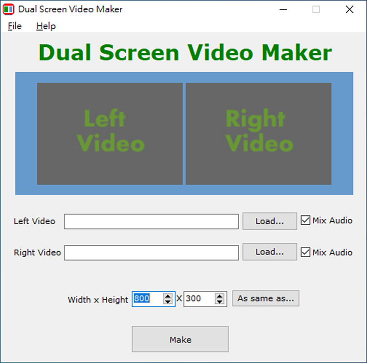 Dual Screen Video Maker 將 2個影片結合成一個,同時在左右播放 Dual Screen Video Maker 將 2個影片結合成一個,同時在左右播放