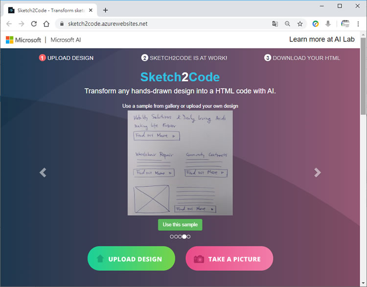 Sketch2Code 使用 AI 將手繪設計稿轉換成 HTML 程式碼 Sketch2Code 使用 AI 將手繪設計稿轉換成 HTML 程式碼