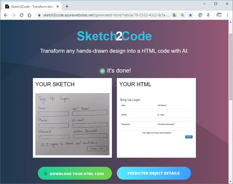 Sketch2Code 使用 AI 將手繪設計稿轉換成 HTML 程式碼 Sketch2Code 使用 AI 將手繪設計稿轉換成 HTML 程式碼