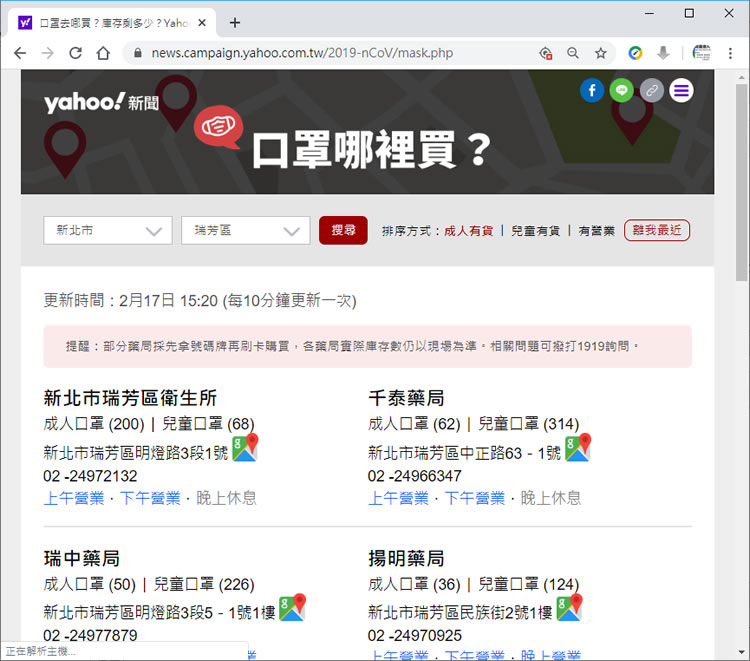 口罩去哪買？庫存剩多少？Yahoo即時報你知