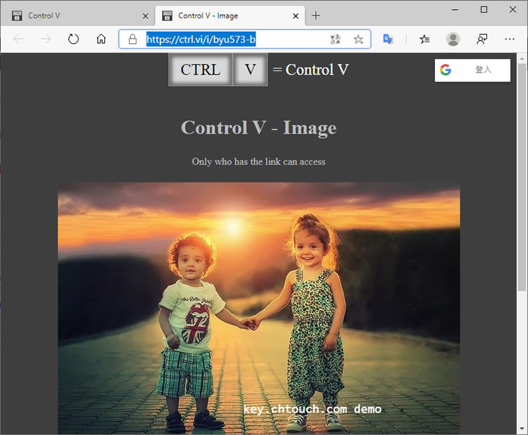 Control V 貼上圖片就可以用網址分享 Control V 貼上圖片就可以用網址分享
