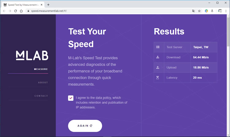 M-Lab Speed Test 線上測試網路的上傳、下載頻寬 M-Lab Speed Test 線上測試網路的上傳、下載頻寬