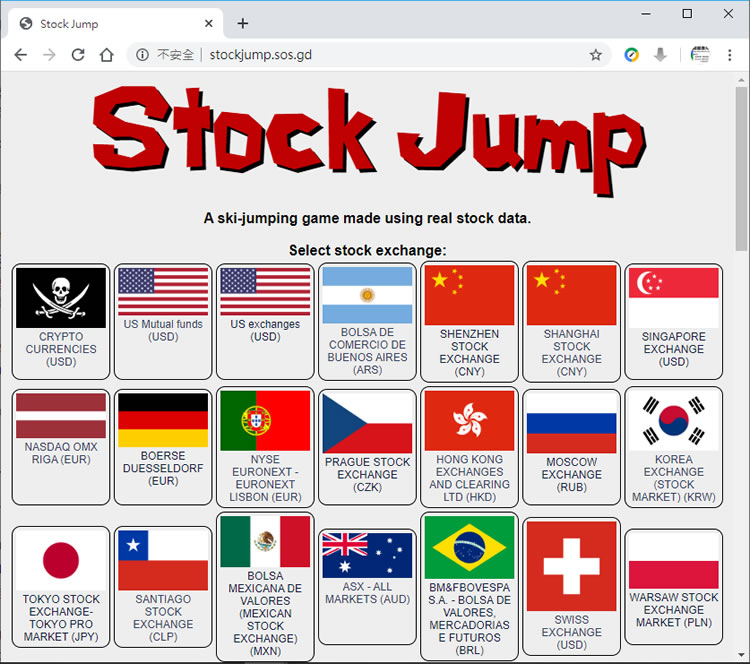 Stock Jump 用股票走勢圖做出的滑雪跳遠遊戲 Stock Jump 用股票走勢圖做出的滑雪跳遠遊戲