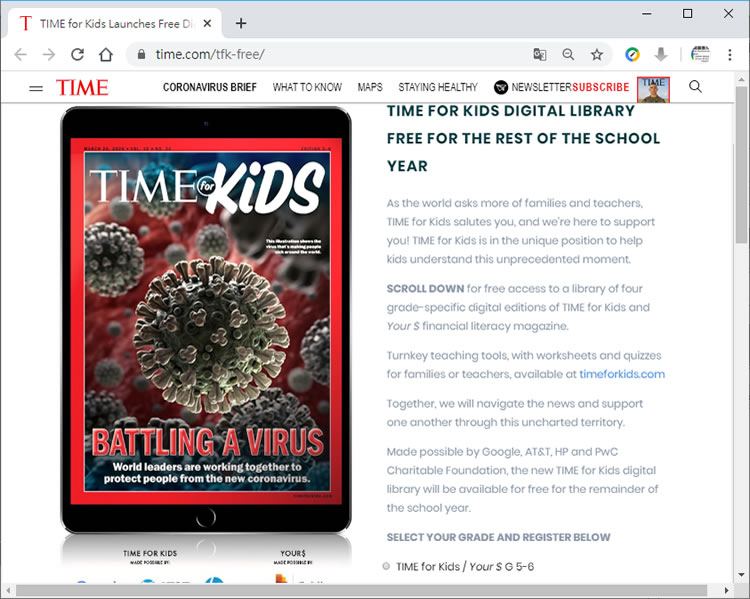 TIME for kids 時代雜誌專為兒童推出的免費數位圖書館
