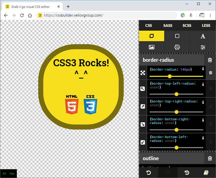CSS Grab n' Go Editor 可視化 CSS 語法產生器
