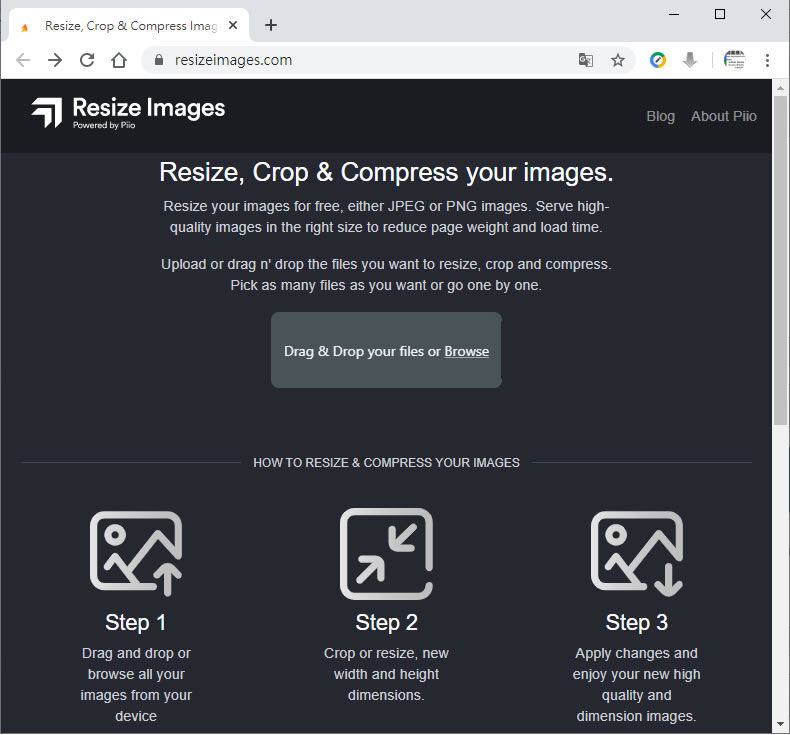 透過 Resize Images 網站，免費對圖片進行尺寸調整、裁剪或壓縮