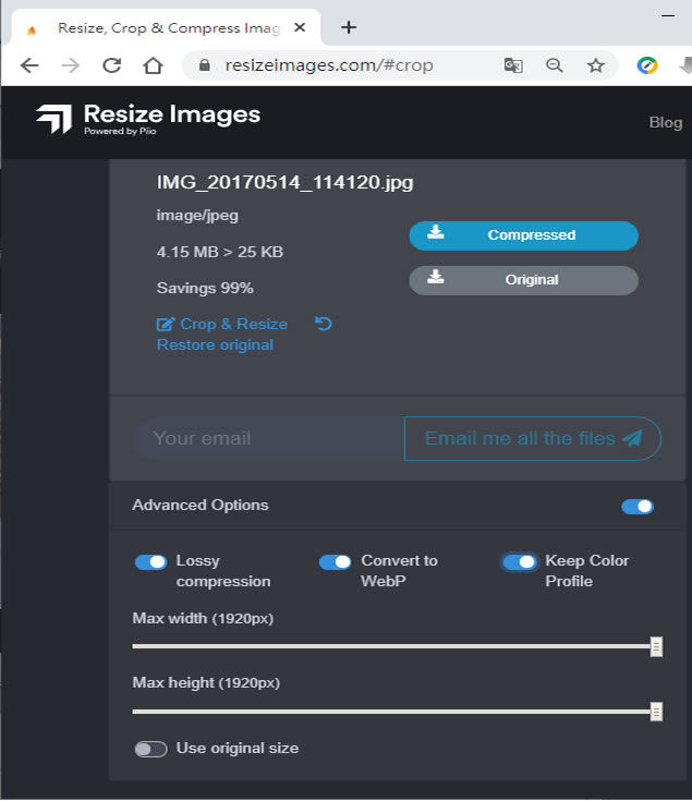 透過 Resize Images 網站，免費對圖片進行尺寸調整、裁剪或壓縮