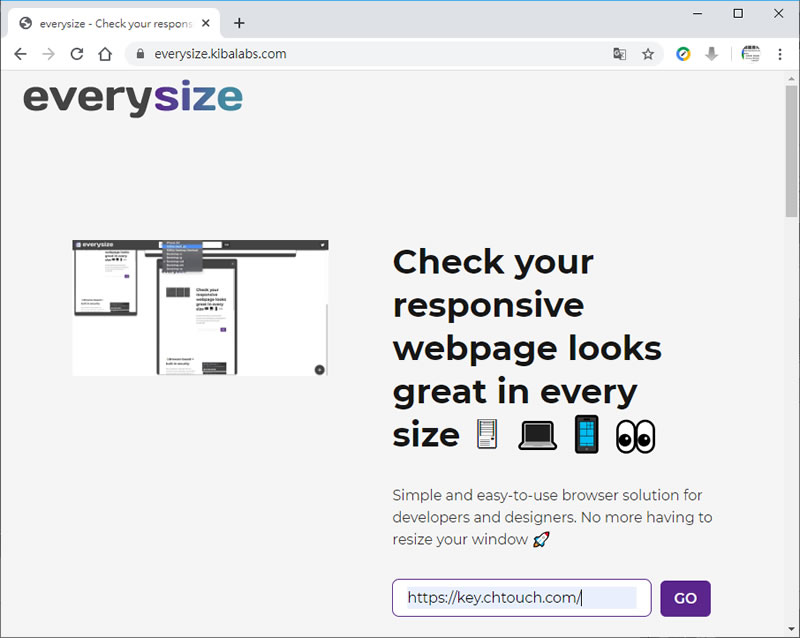everysize 線上查看網頁在不同螢幕尺寸下的呈現效果