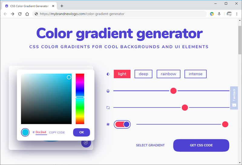 Color gradient generator 漸層色彩 CSS 語法產生器 Color gradient generator 漸層色彩 CSS 語法產生器