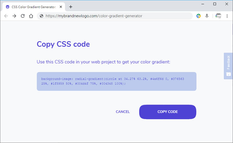Color gradient generator 漸層色彩 CSS 語法產生器 Color gradient generator 漸層色彩 CSS 語法產生器