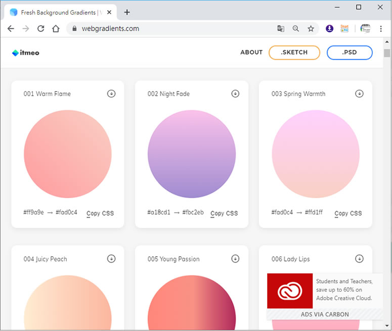 WebGradients 配好的 180個漸層色彩,隨你取用 WebGradients 配好的 180個漸層色彩,隨你取用