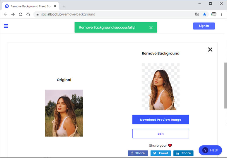 SocialBook 免圈選輪廓，可自動化去除背景的免費線上服務