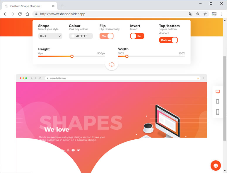 Custom Shape Dividers 可由用戶自訂形狀的 SVG 向量圖形產生器 Custom Shape Dividers 可由用戶自訂形狀的 SVG 向量圖形產生器