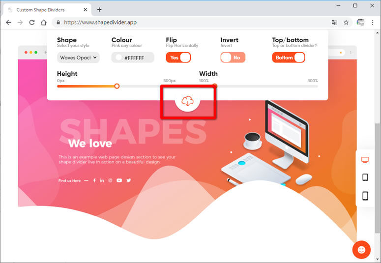 Custom Shape Dividers 可由用戶自訂形狀的 SVG 向量圖形產生器 Custom Shape Dividers 可由用戶自訂形狀的 SVG 向量圖形產生器