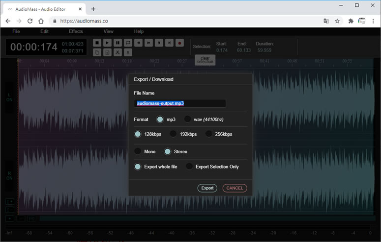 AudioMass 聲音檔案線上編輯器 AudioMass 聲音檔案線上編輯器