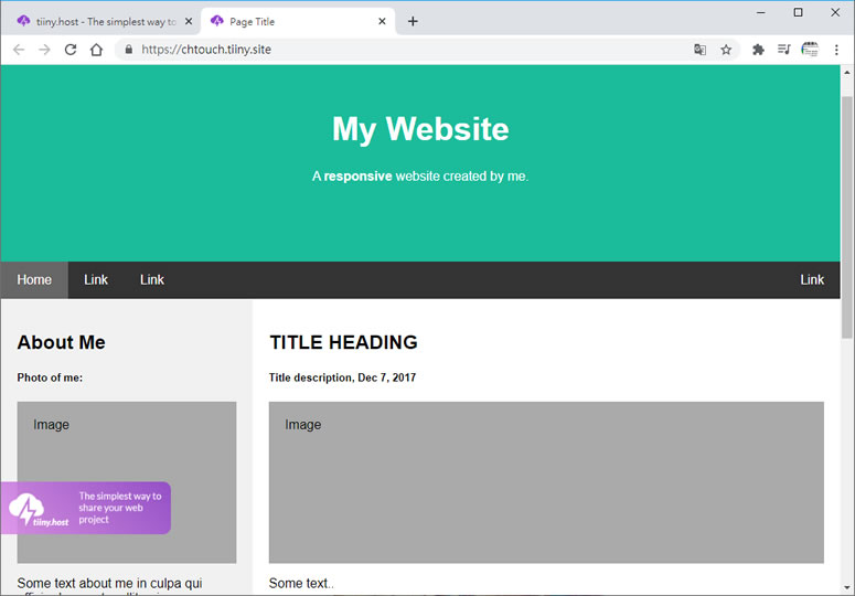 tiiny.host 臨時性的 HTML 免費網頁空間 tiiny.host 臨時性的 HTML 免費網頁空間