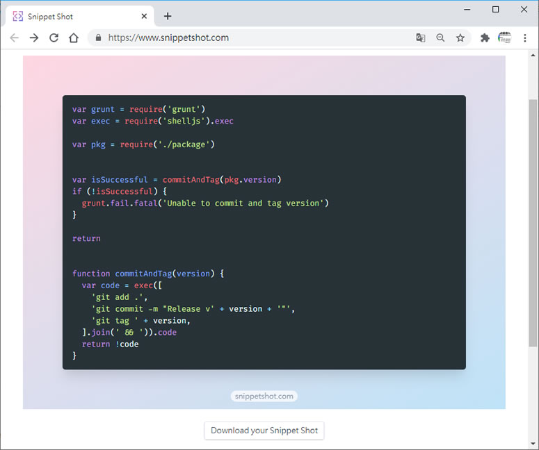 Snippet Shot 程式碼美化與擷圖免費線上工具