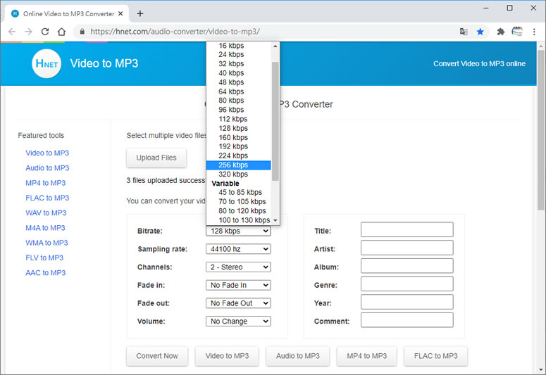 Hnet video to MP3 可將影片內的聲音取出成 MP3 的免費線上服務 Hnet video to MP3 可將影片內的聲音取出成 MP3 的免費線上服務