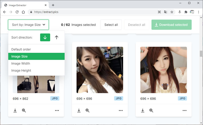 Image Extractor 取出並可下載網址內含的所有圖片