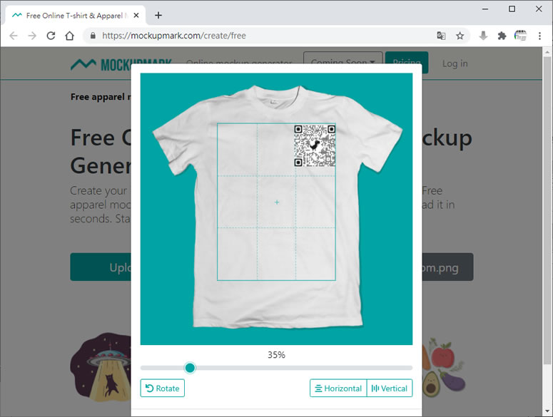 透過 Mockup Mark 直接將圖案印到穿 T-shirt 的 MODEL 身上展示