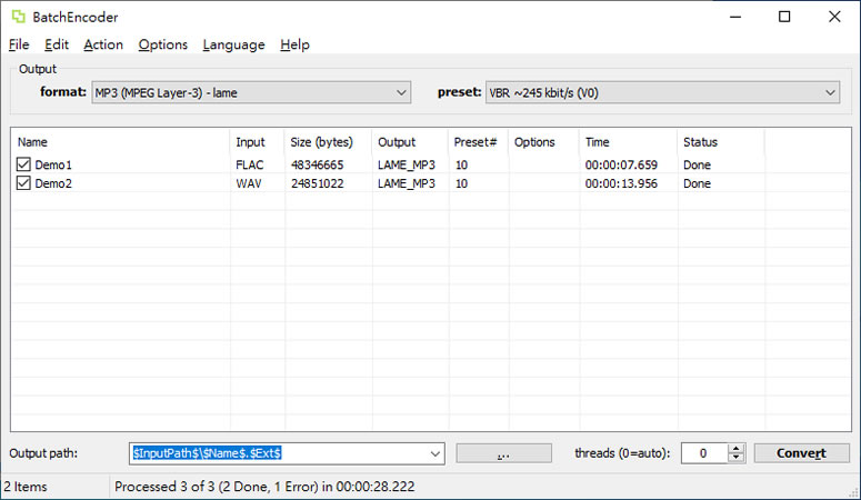 BatchEncoder 音檔批次轉換免費應用軟體