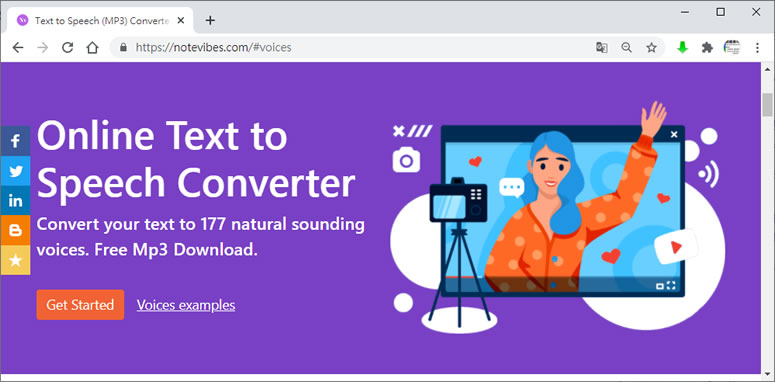 Notevibes Text to Speech 文字轉語音且可輸出成 MP3 的免費服務
