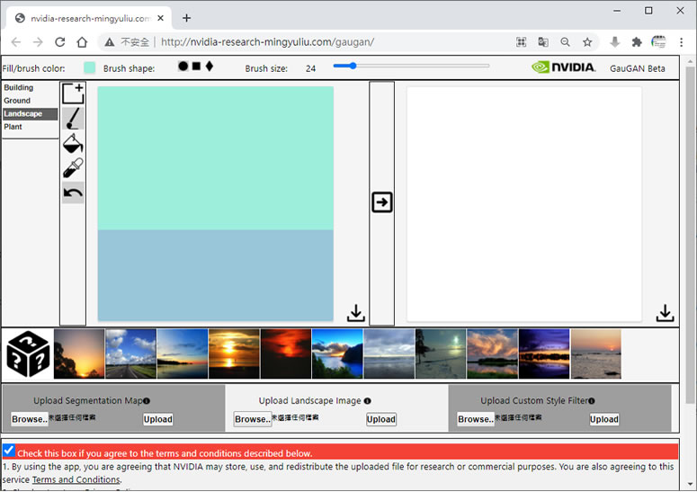 NVIDIA GauGAN 將塗鴉轉換為逼真圖像的免費 Web 應用 NVIDIA GauGAN 將塗鴉轉換為逼真圖像的免費 Web 應用