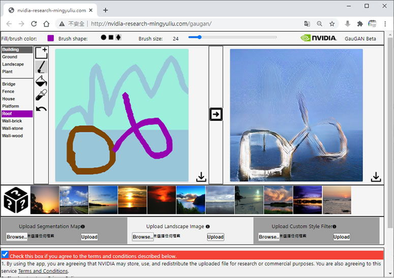 NVIDIA GauGAN 將塗鴉轉換為逼真圖像的免費 Web 應用
