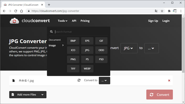 CloudConvert Image Converter 轉換圖片格式線上免費服務