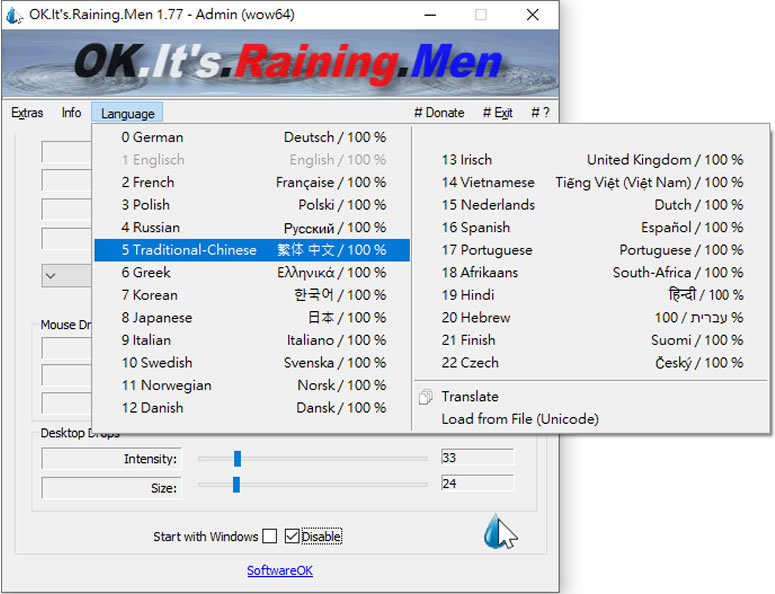 OK.Its.Raining.Men 模擬電腦桌面有雨滴落下產生漣漪的情境