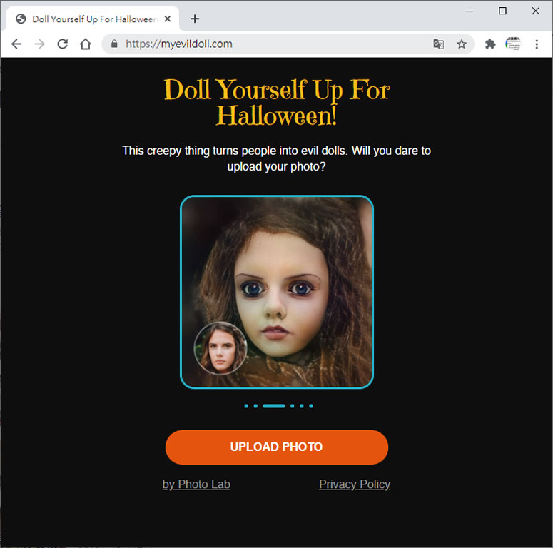Doll Yourself Up For Halloween 萬聖節「鬼娃恰吉」頭像產生器 Doll Yourself Up For Halloween 萬聖節「鬼娃恰吉」頭像產生器