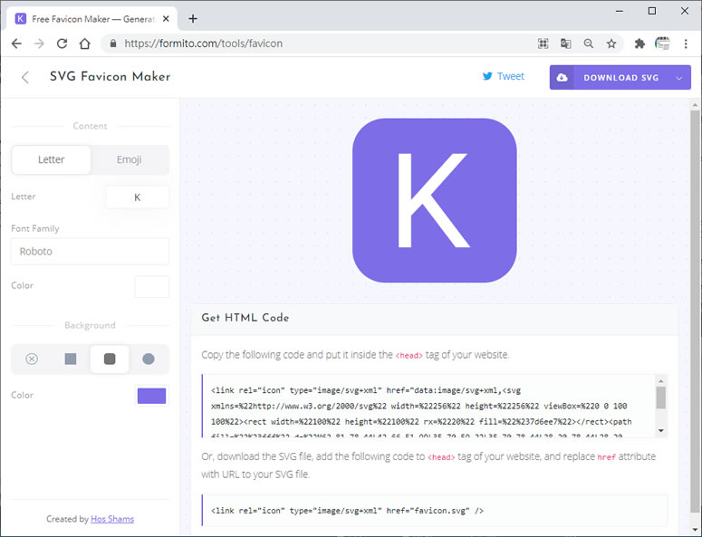 SVG Favicon Maker -SVG 或 PNG 圖檔格式的 HTML Favicon Icon 免費製作工具
