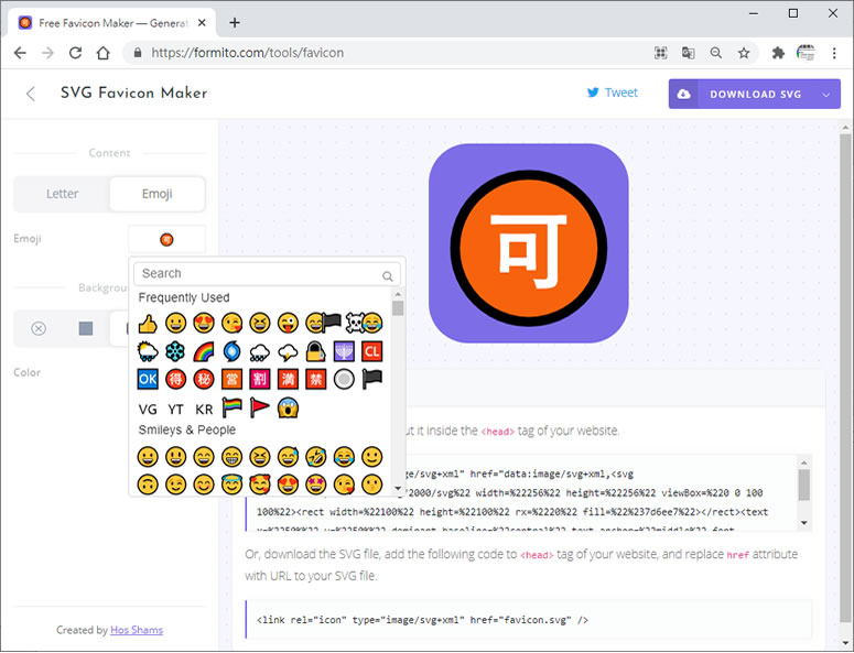 SVG Favicon Maker -SVG 或 PNG 圖檔格式的 HTML Favicon Icon 免費製作工具