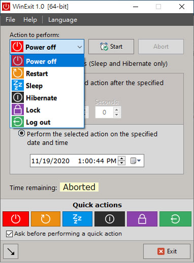 WinExit 設定時間讓電腦自動關機或重新開機
