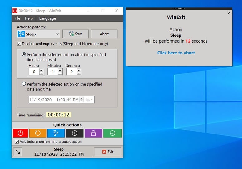 WinExit 設定時間讓電腦自動關機或重新開機 WinExit 設定時間讓電腦自動關機或重新開機