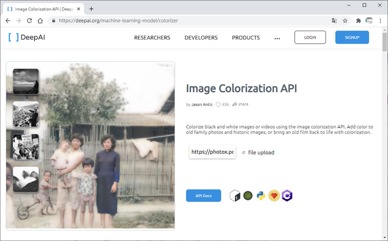 Image Colorization 用人工智慧將黑白照片著色的免費網路服務