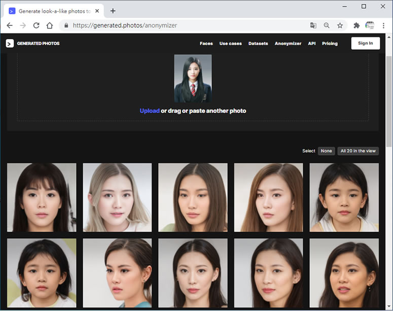 上傳大頭照就用人工智慧幫你生成與該臉孔相似的虛擬大頭照