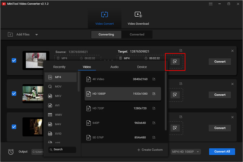 MiniTool Video Converter 可批次轉換影片檔案格式的免費工具